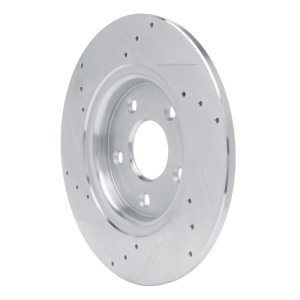 Chrysler Town & Country Brake Rotor (1) - Rear Right - R1 Concepts - Drilled & Slotted - Silver - `12-`20